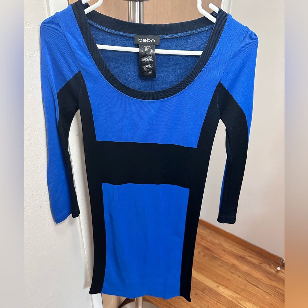 Bebe bodycon dress size M/L in the colors black and blue